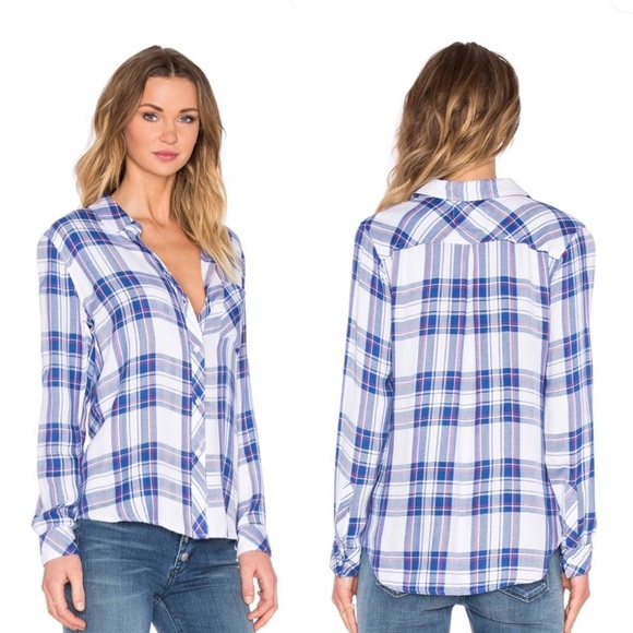 Rails | Hunter button down white/blue/raspberry - Picture 2 of 5